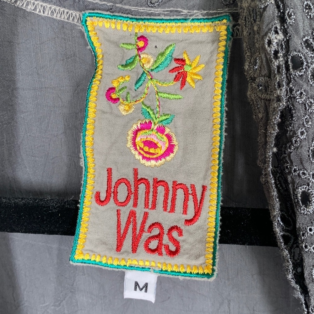 Johnny Was gray tie front shirt kimono embroidered top size medium - Picture 6 of 9